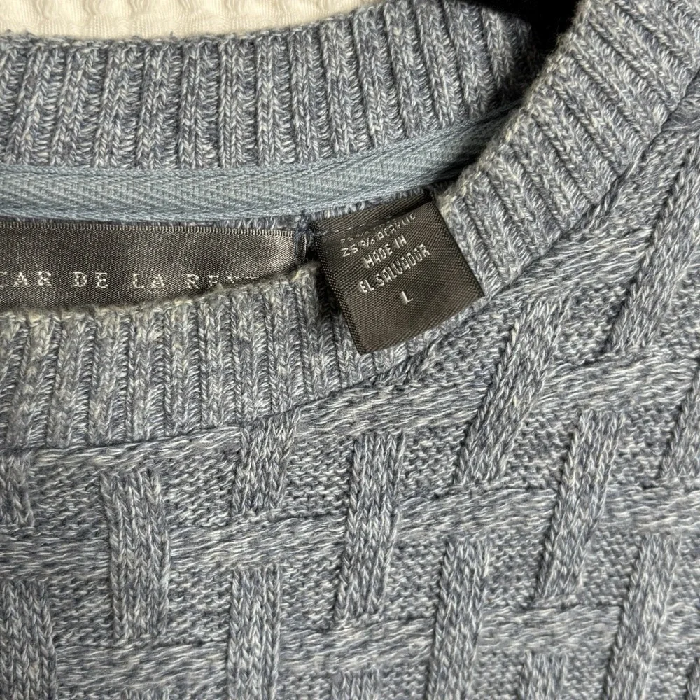 Vintage Oscar de la Renta Crew Neck Pullover Cross Hatch Pattern